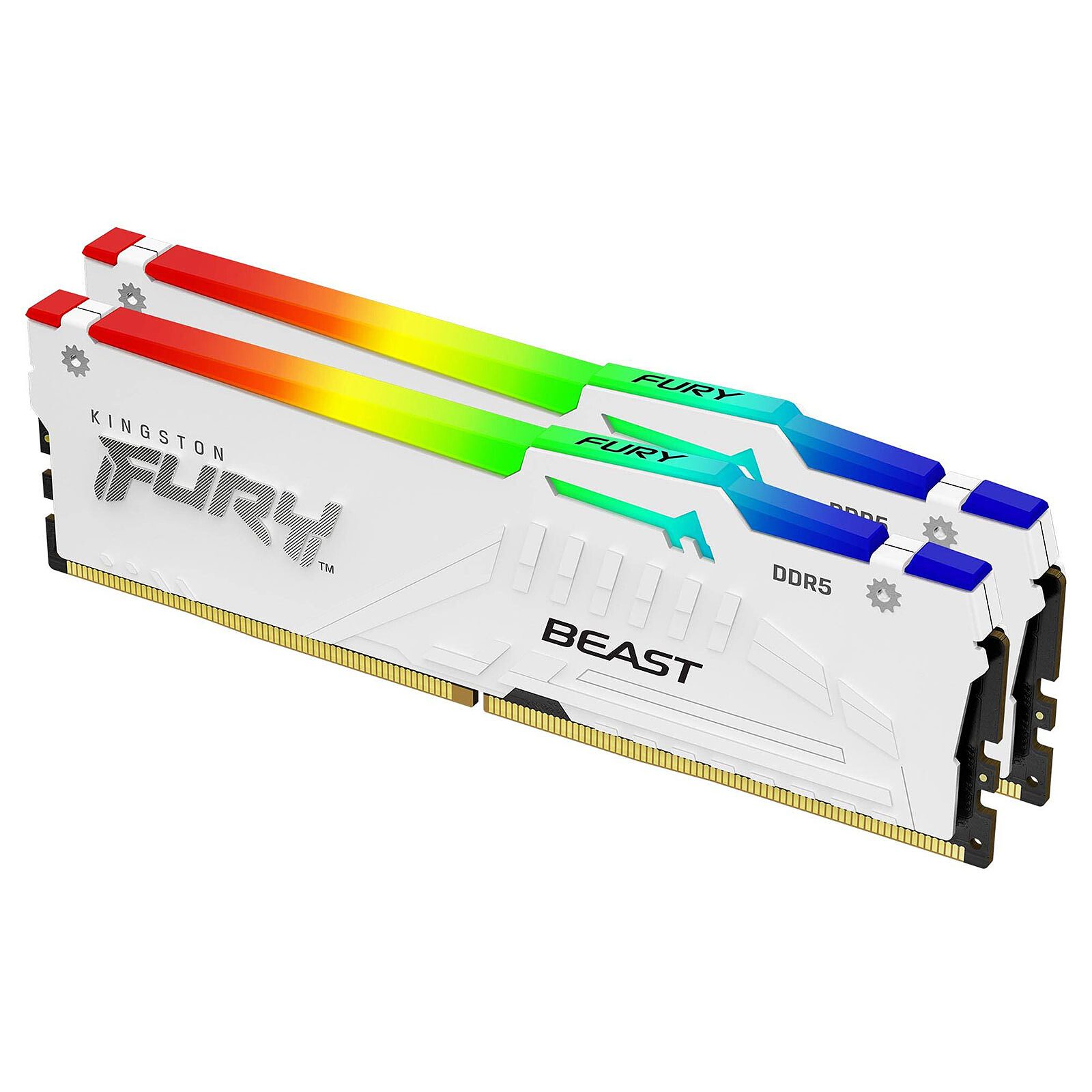 Kingston FURY Beast RGB 32 Go (2 x 16 Go) DDR5 6000 MHz CL30 - Blanc 1 RAM Kingston DDR5 6000 MHz 32 Go