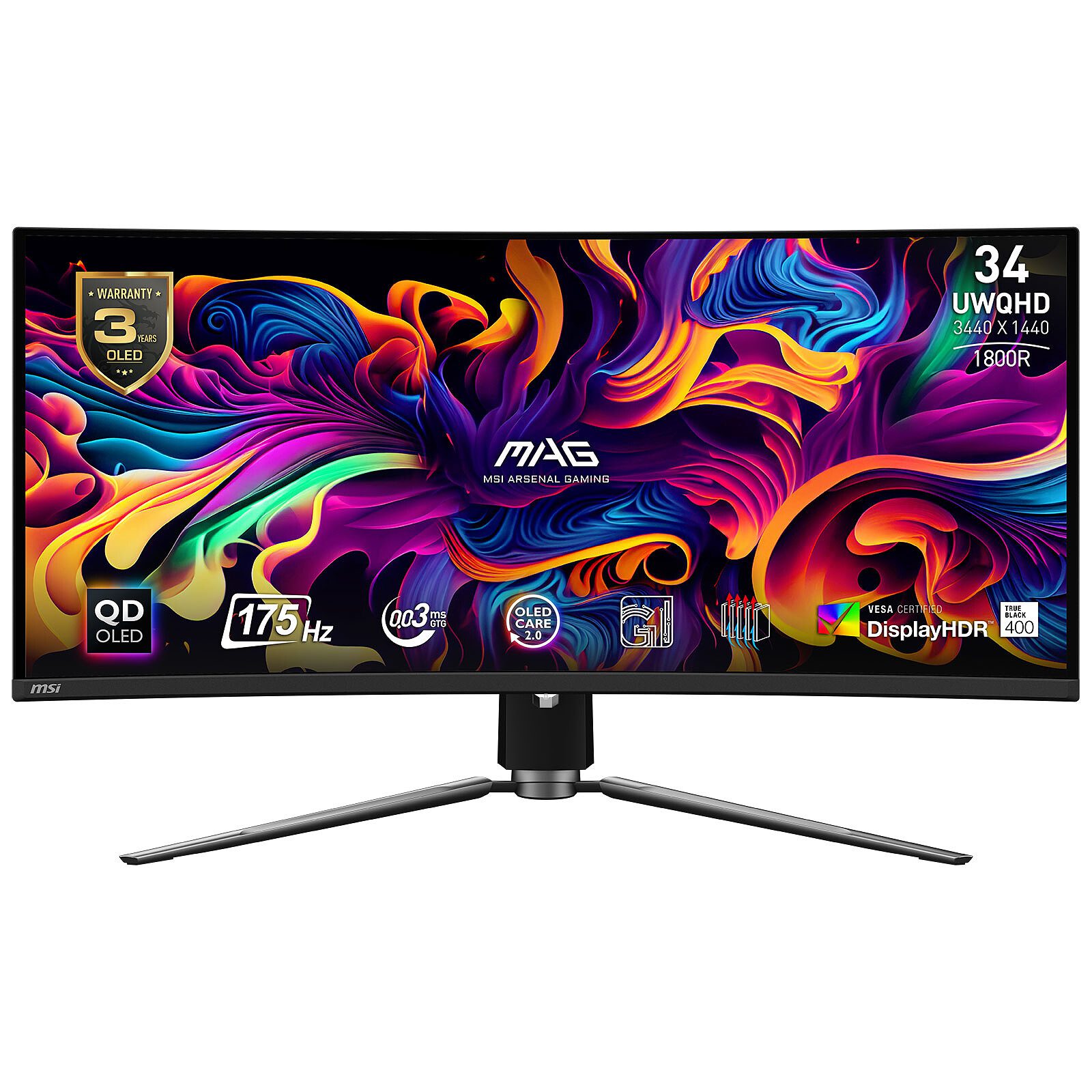 MSI 34" OLED - MAG 341CQP QD-OLED 1 écran pc MSI 34 pouces