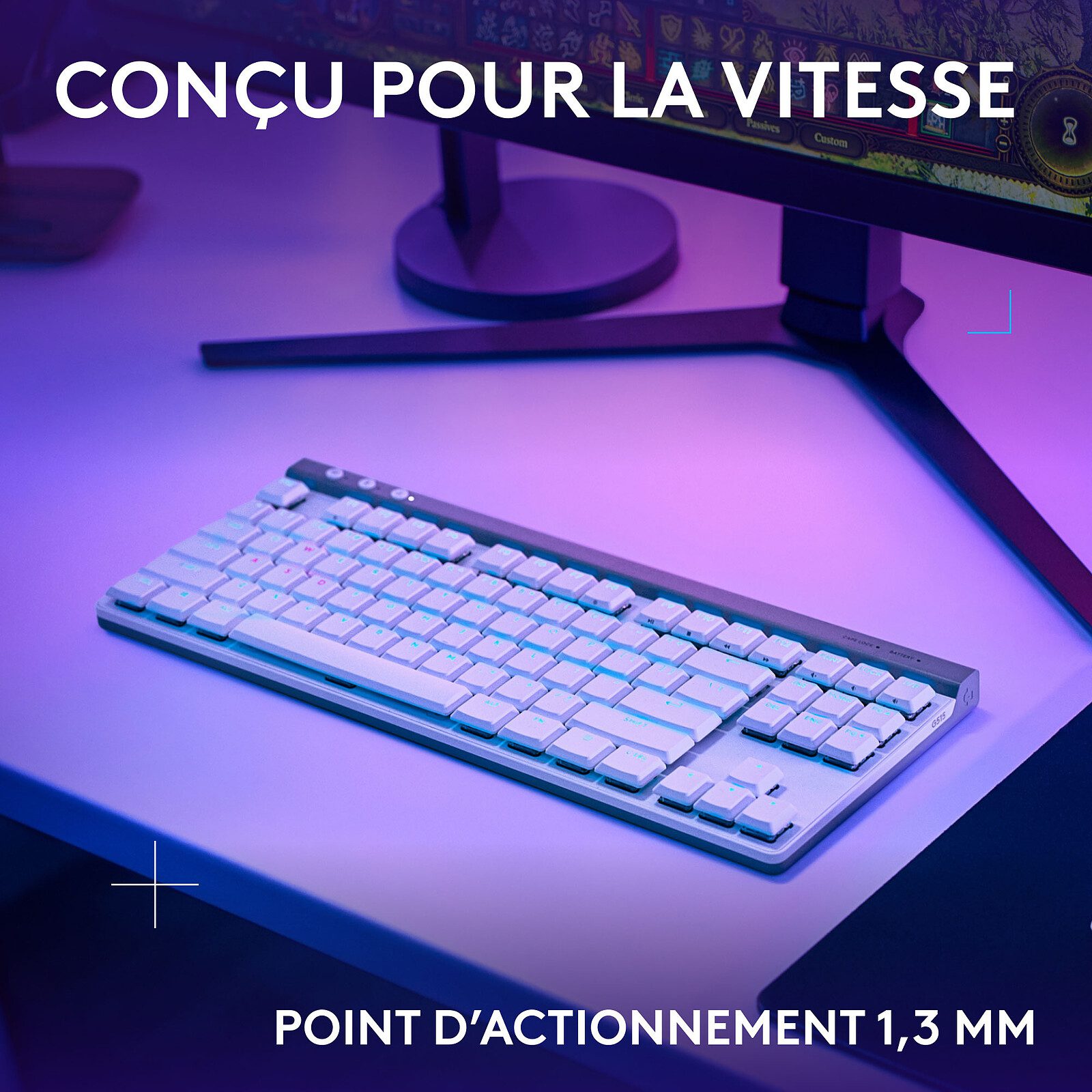 Logitech G G515 TKL Lightspeed Blanc (Tactile Version) 3 clavier gamer AZERTY