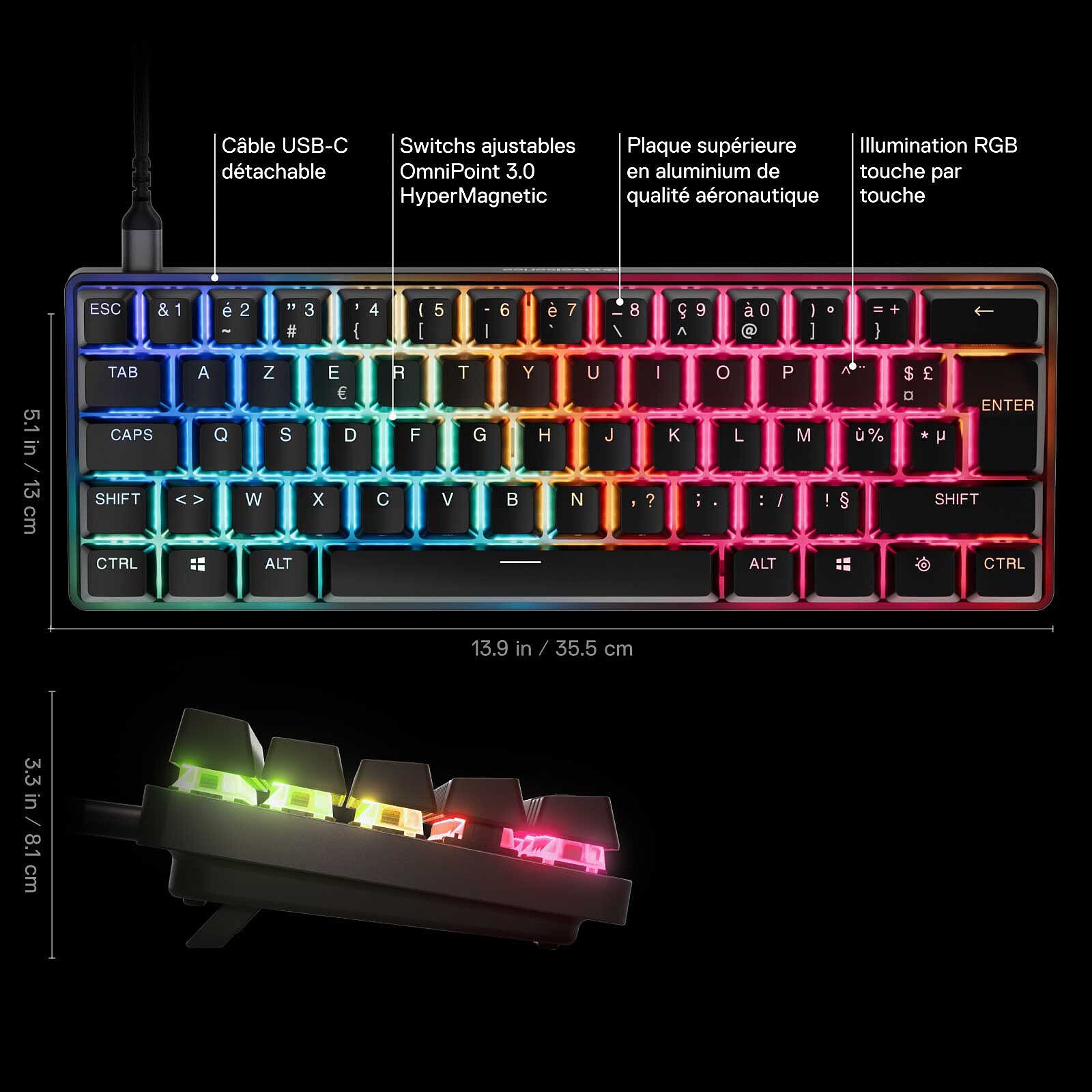 SteelSeries Apex Pro Mini Gen 3 (Noir) 3 clavier gamer AZERTY
