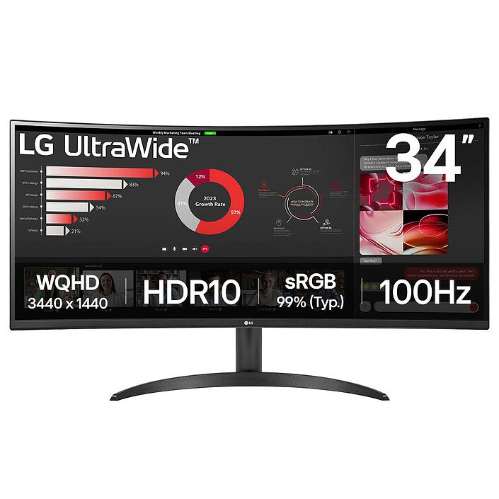 LG 34" LED - UltraWide 34WR50QK-B 1 écran pc LG 34 pouces