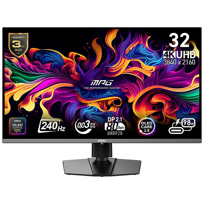 MSI 31.5" LED - MPG 322URX QD-OLED 1 écran pc MSI 31.5 pouces