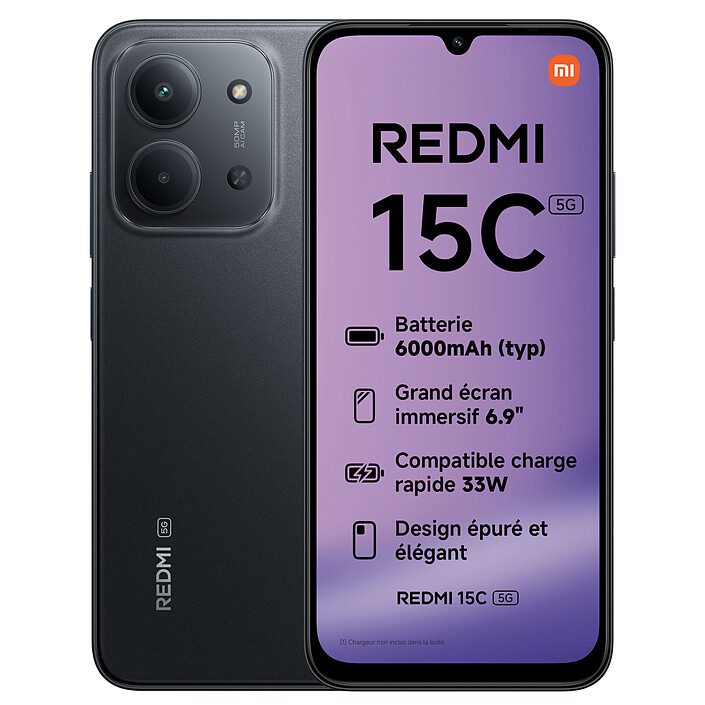 Xiaomi Redmi 15C 5G Noir (4 Go / 256 Go) 1 Pc portable Xiaomi
