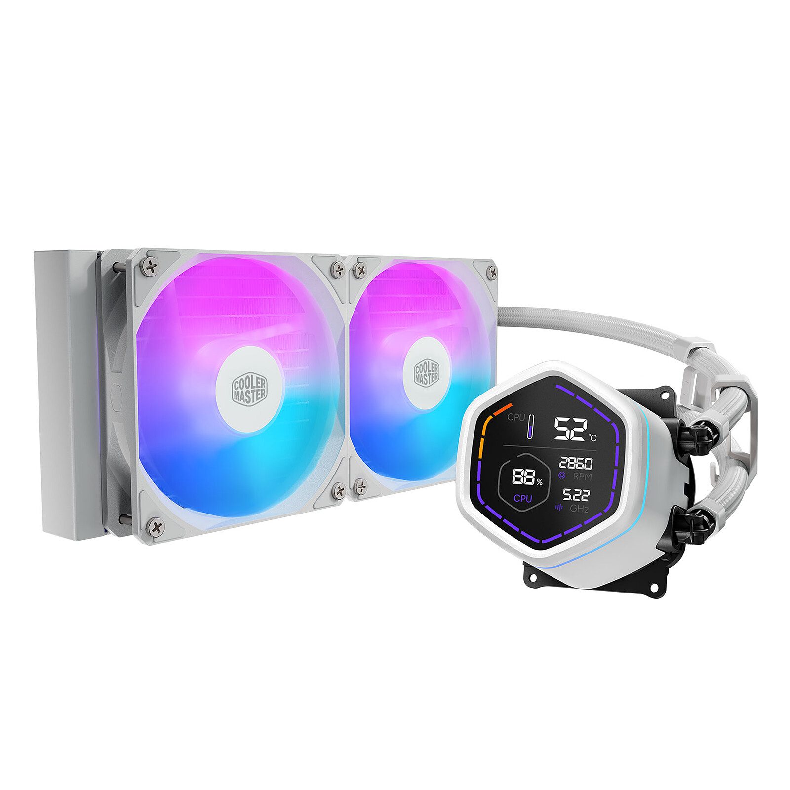 Cooler Master MasterLiquid Core Nex Digital 240 Blanc 1 Cooler Master watercooling Radiateur 240 mm