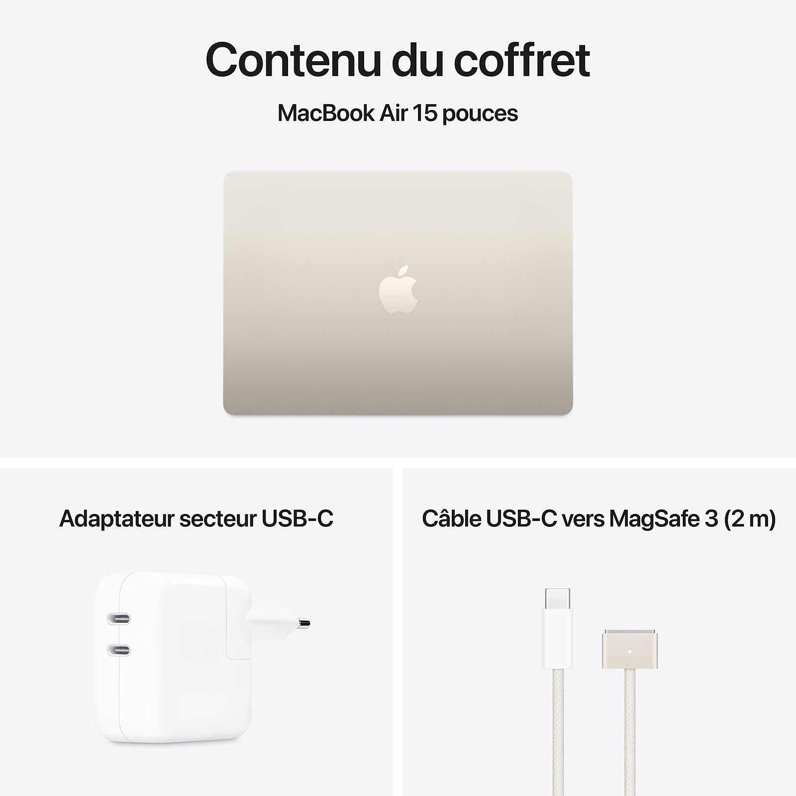 Apple MacBook Air M4 15 pouces (2025) Lumière stellaire 16Go/256 Go (MW1J3FN/A) 5 laptop Apple 16 Go