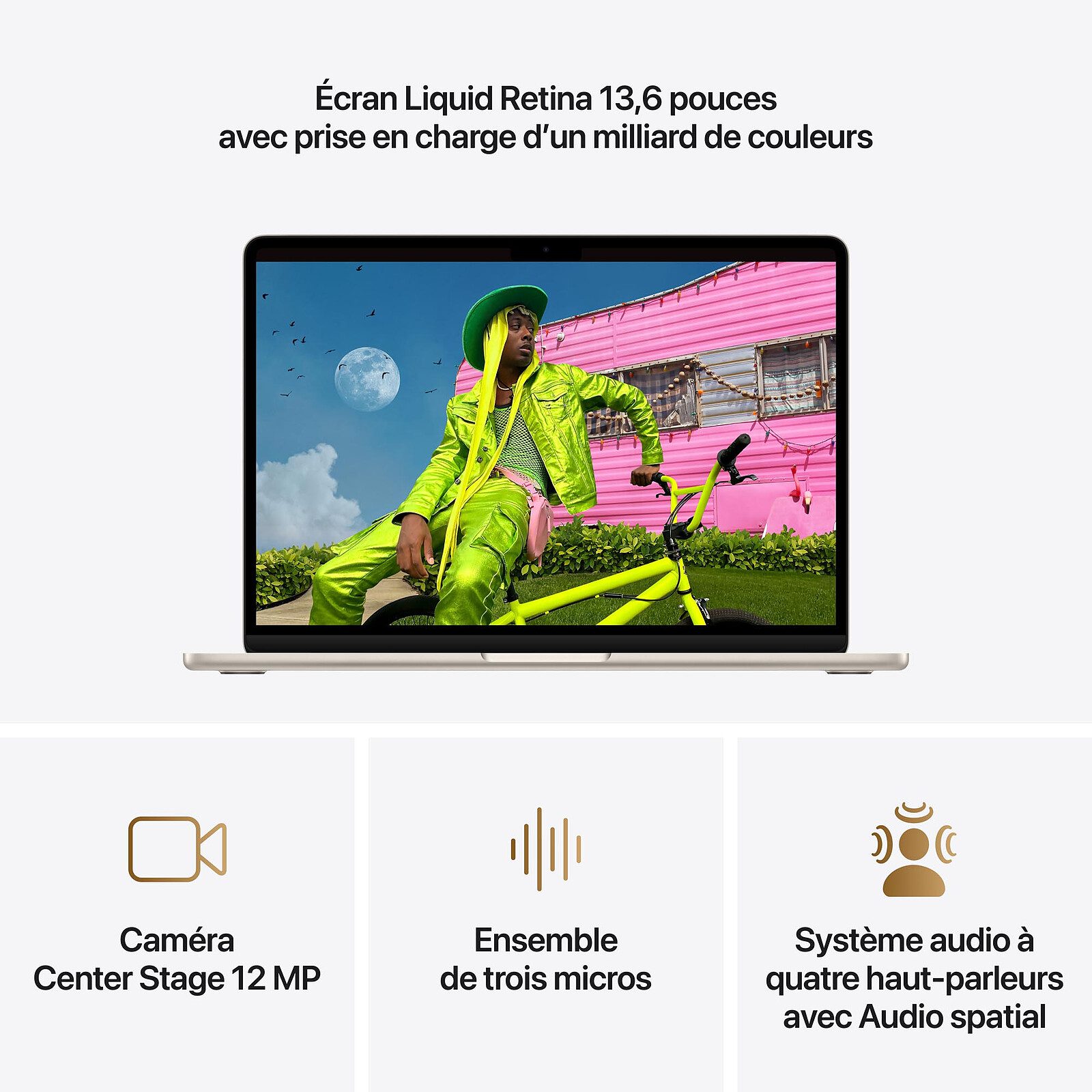 Apple MacBook Air M5 13 pouces (2026) Lumière Stellaire 16 Go/512 Go (MDHA4FN/A) 3 laptop gamer Apple